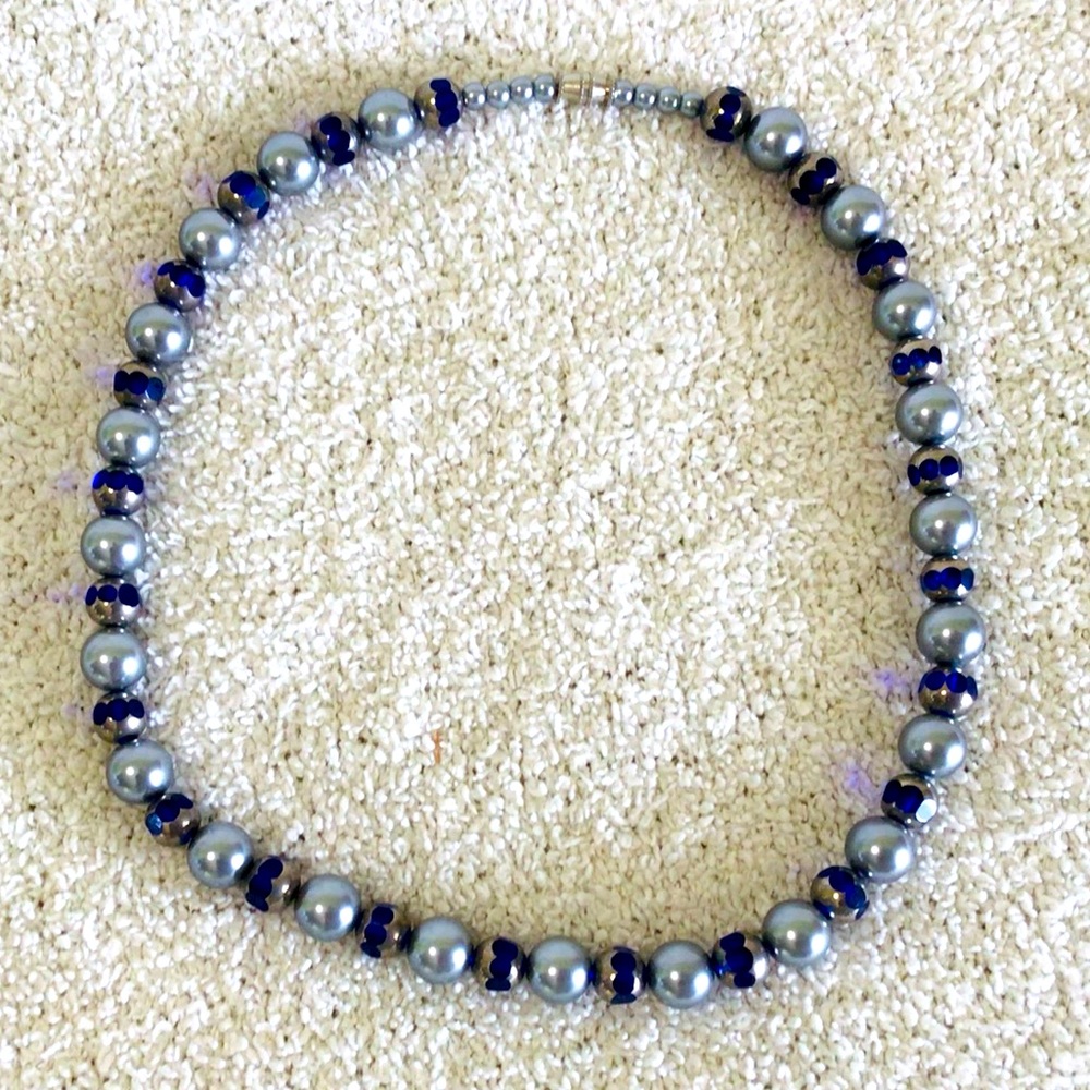 Stunning Handmade Princess Style Periwinkle blue fantasy Pearl Necklace